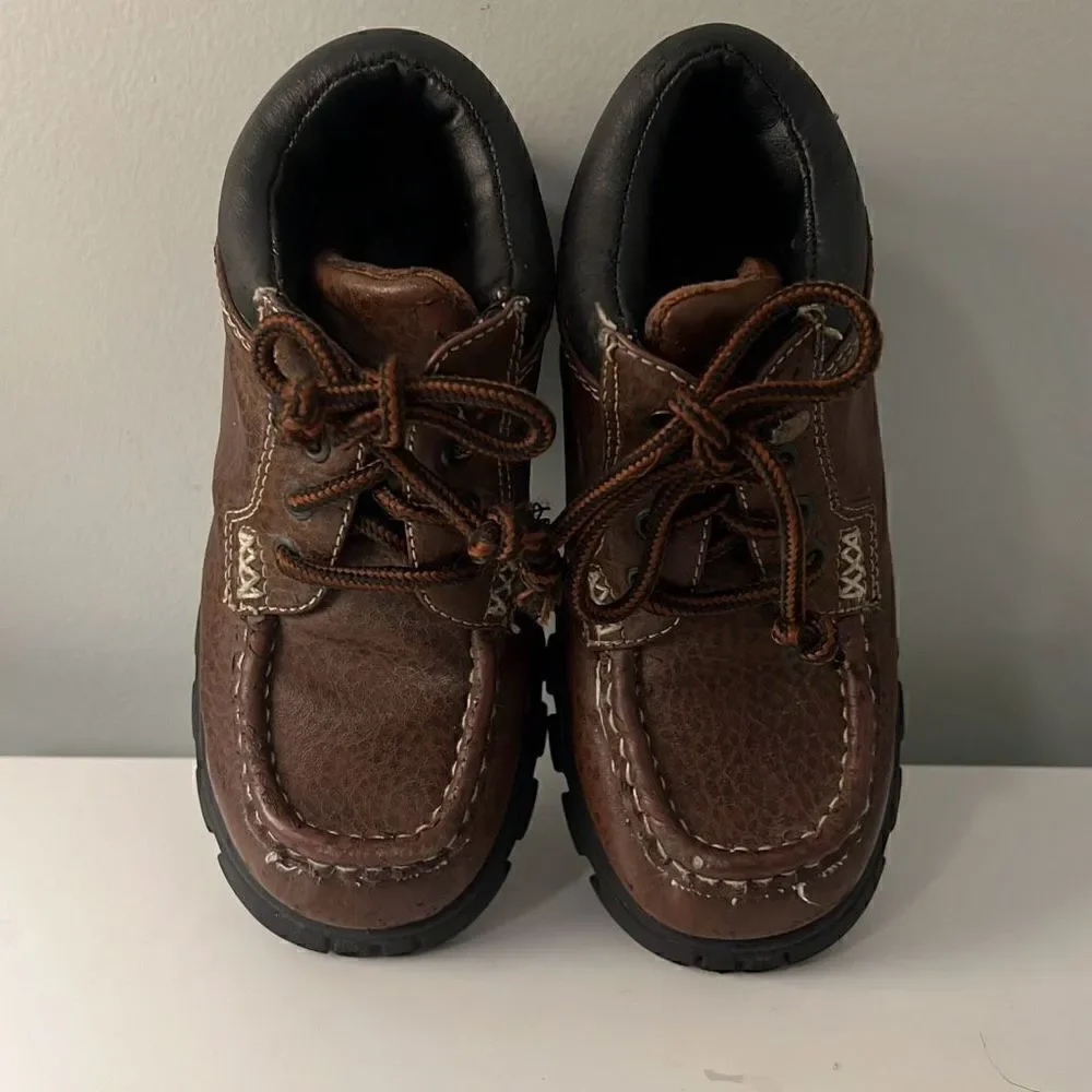 Carter's Toodler Brown Faux Leather Chunky Platform Lace Up Ankle Boot 12-18 Mos